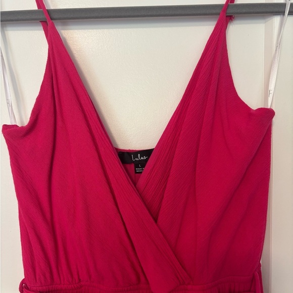 Lulu's 💗 Crinkle Faux Wrap Midi Dress – Size L (Gently Worn, No Tags) - Picture 4 of 6